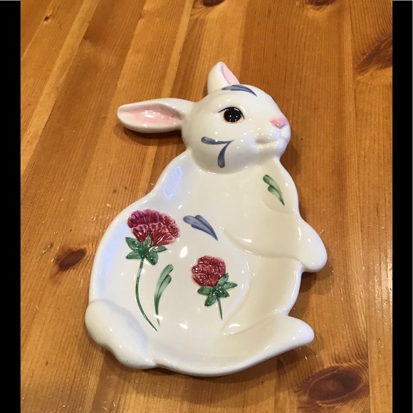 VINTAGE LENOX POPPIES ON BLUE BARNYARD COLLECTION BUNNY SPOON REST 1999 - Picture 3 of 8